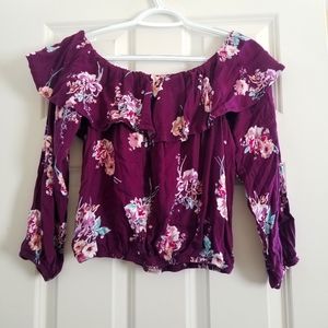 Floral Off-shoulder Crop Sz L